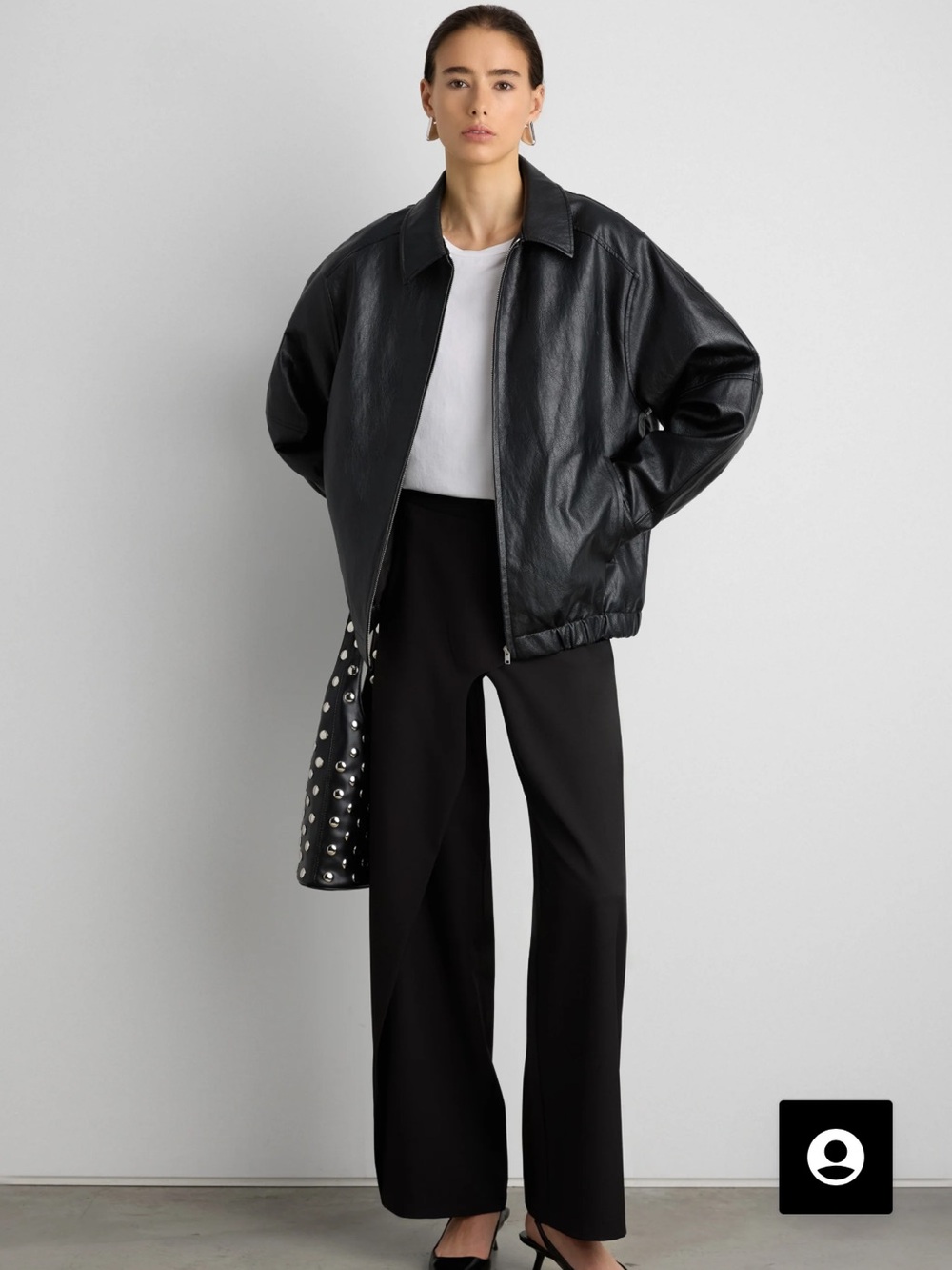 Oak + Fort vegan Leather Bomber Jacket - S